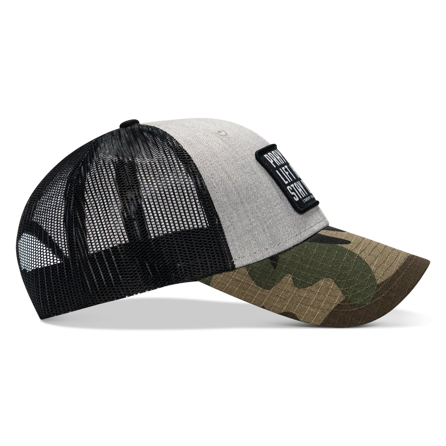 Pray Hard. Lift Heavy. Stay Deadly. Patch Snapback