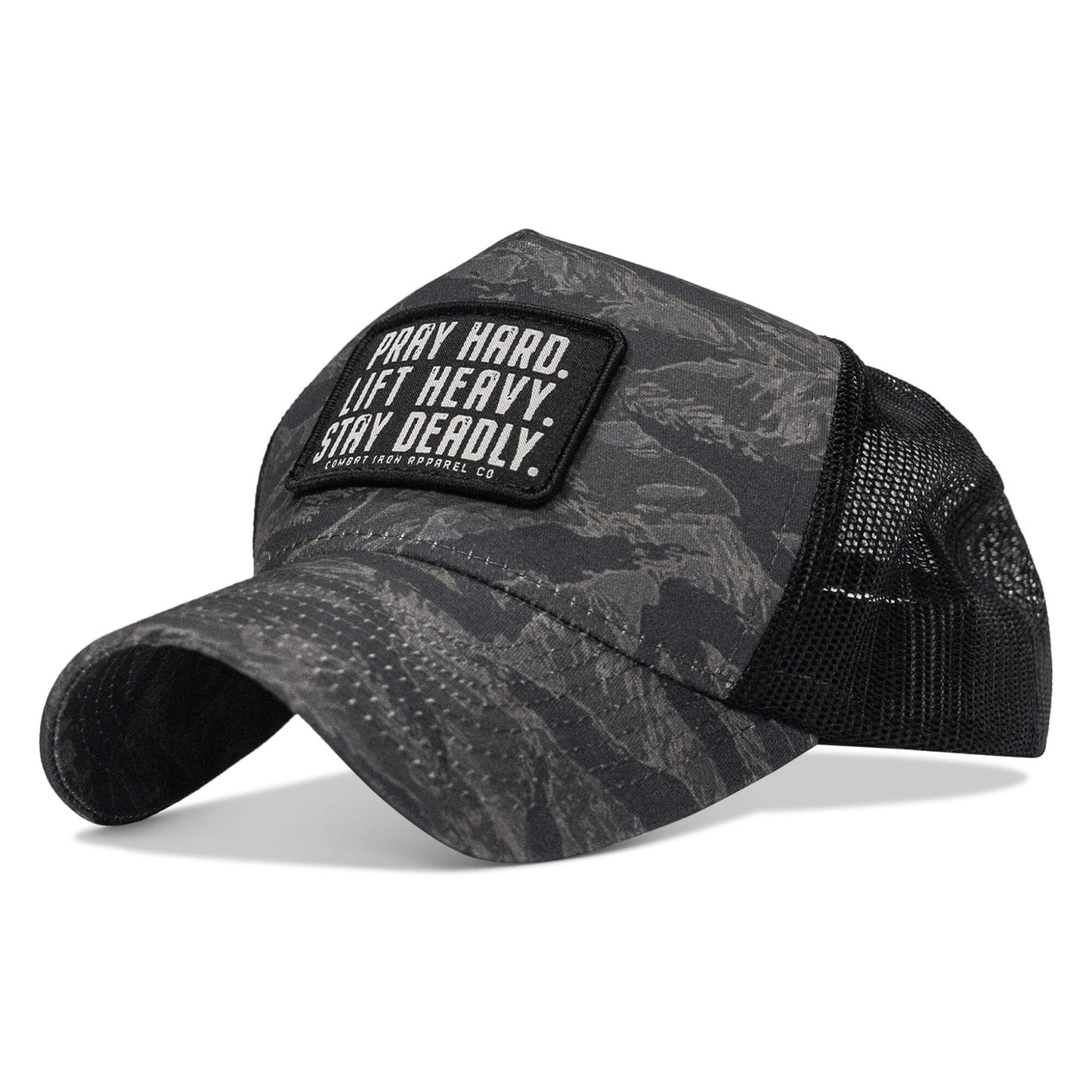 Pray Hard. Lift Heavy. Stay Deadly. Patch Five Panel Breacher Snapback Hat