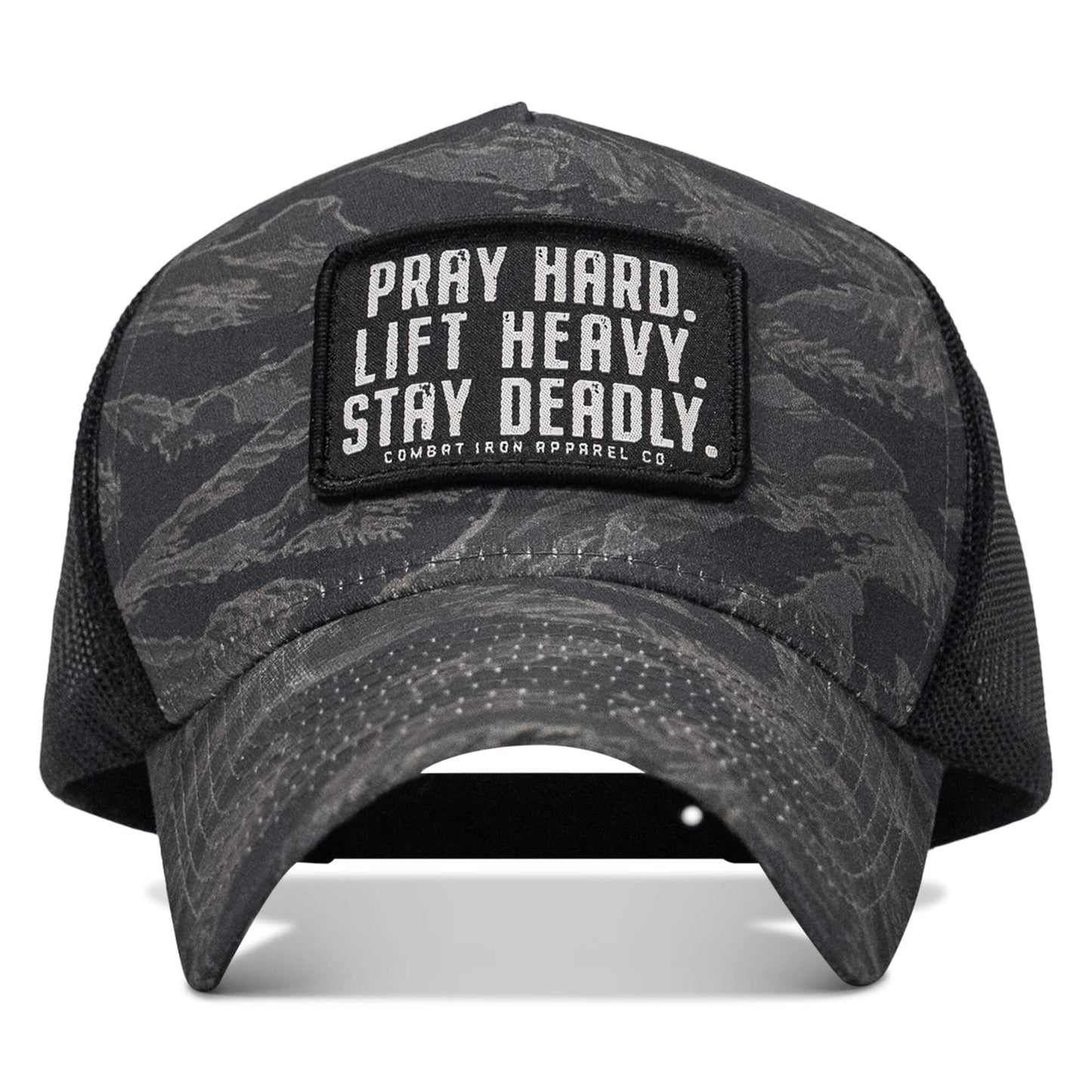 Pray Hard. Lift Heavy. Stay Deadly. Patch Five Panel Breacher Snapback Hat