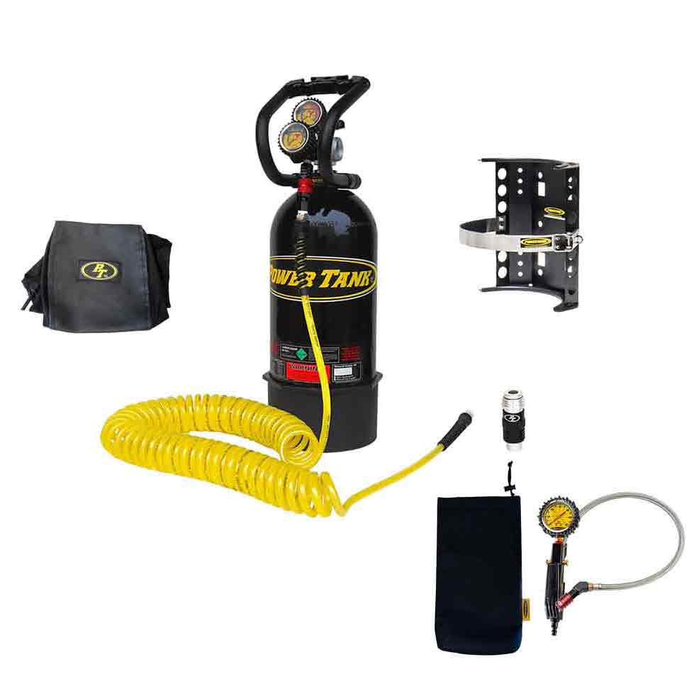 10 lb Power Tank Package B by Power Tank showing the complete portable air system kit with CO2 tank and accessories.