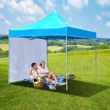 Load image into Gallery viewer, REDCAMP 10x6.2ft Instant Canopy Sidewall for 10x10ft Pop Up Canopy, displaying a bright blue canopy set up for a picnic on a picturesque landscape.