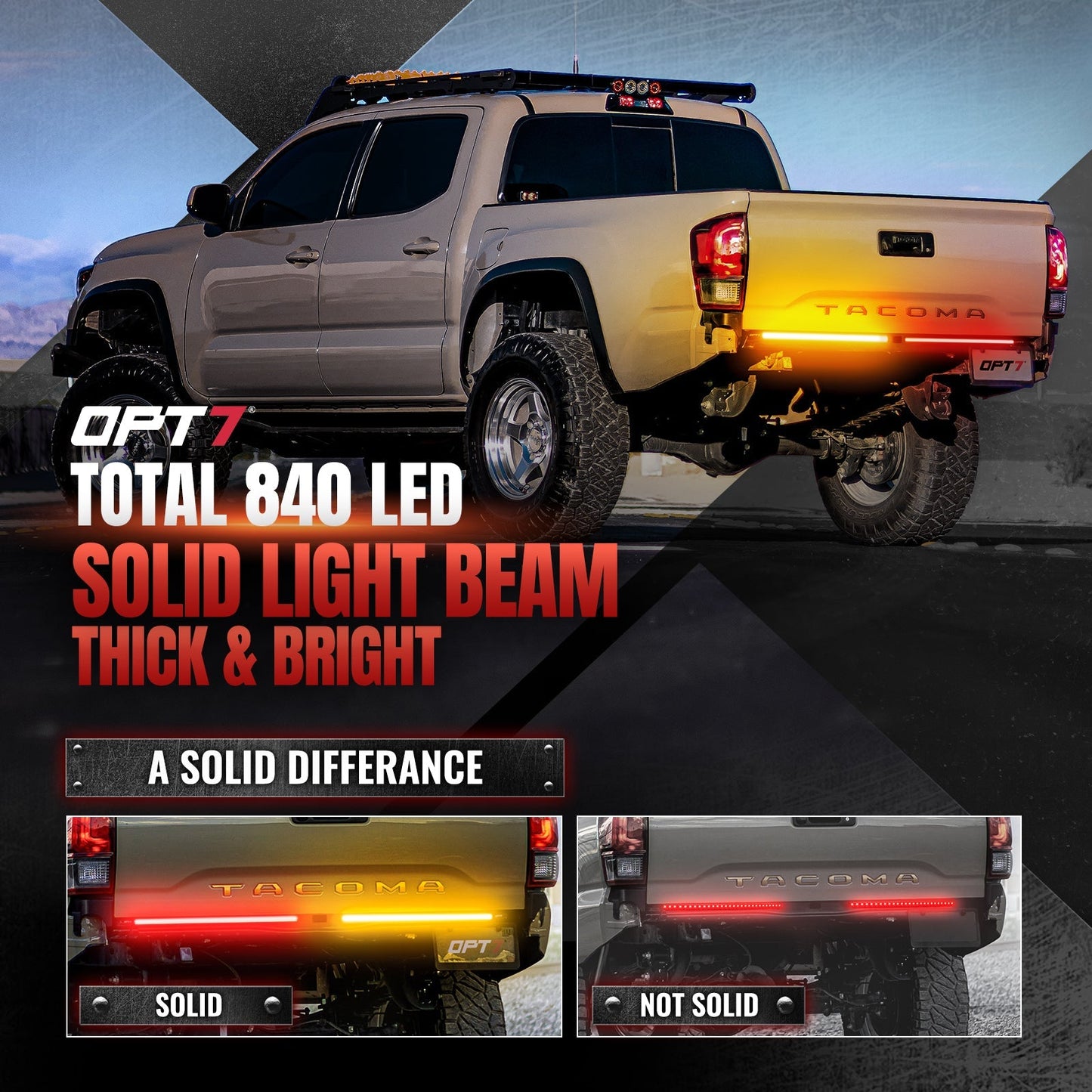 Redline Parlux Triple Row LED Tailgate Light Bar for Tacoma Bundle with 7 Pin to 4 Pin Trailer Extension Adapter Harness With Reverse Wire