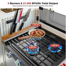 Load image into Gallery viewer, CAMPLUX RV Stove 3 Burners 21,000 BTU, 21 Inches Propane RV Cooktop