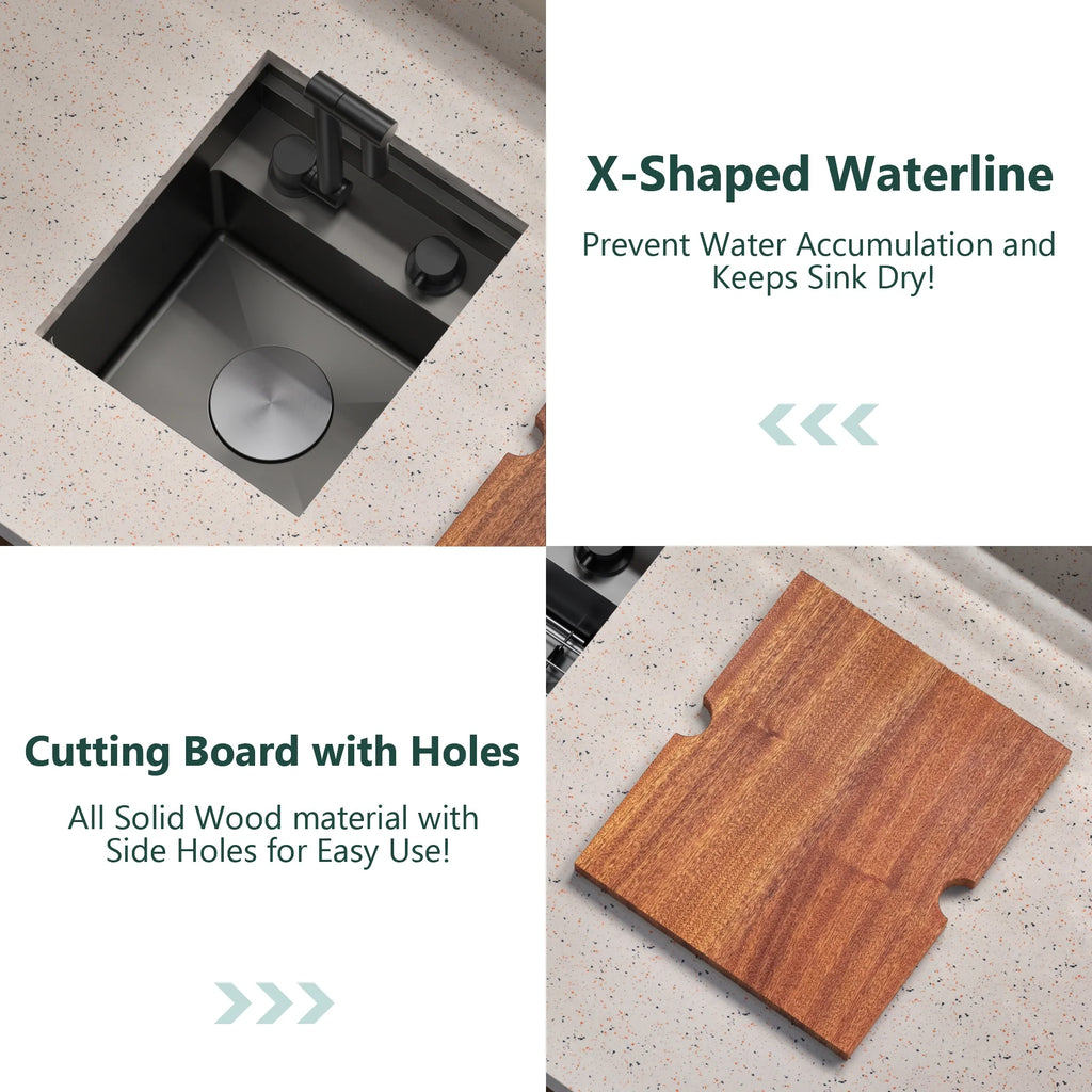 TORVA 13 X 15 Inch Undermount Sink With Built-In Foldable Faucet