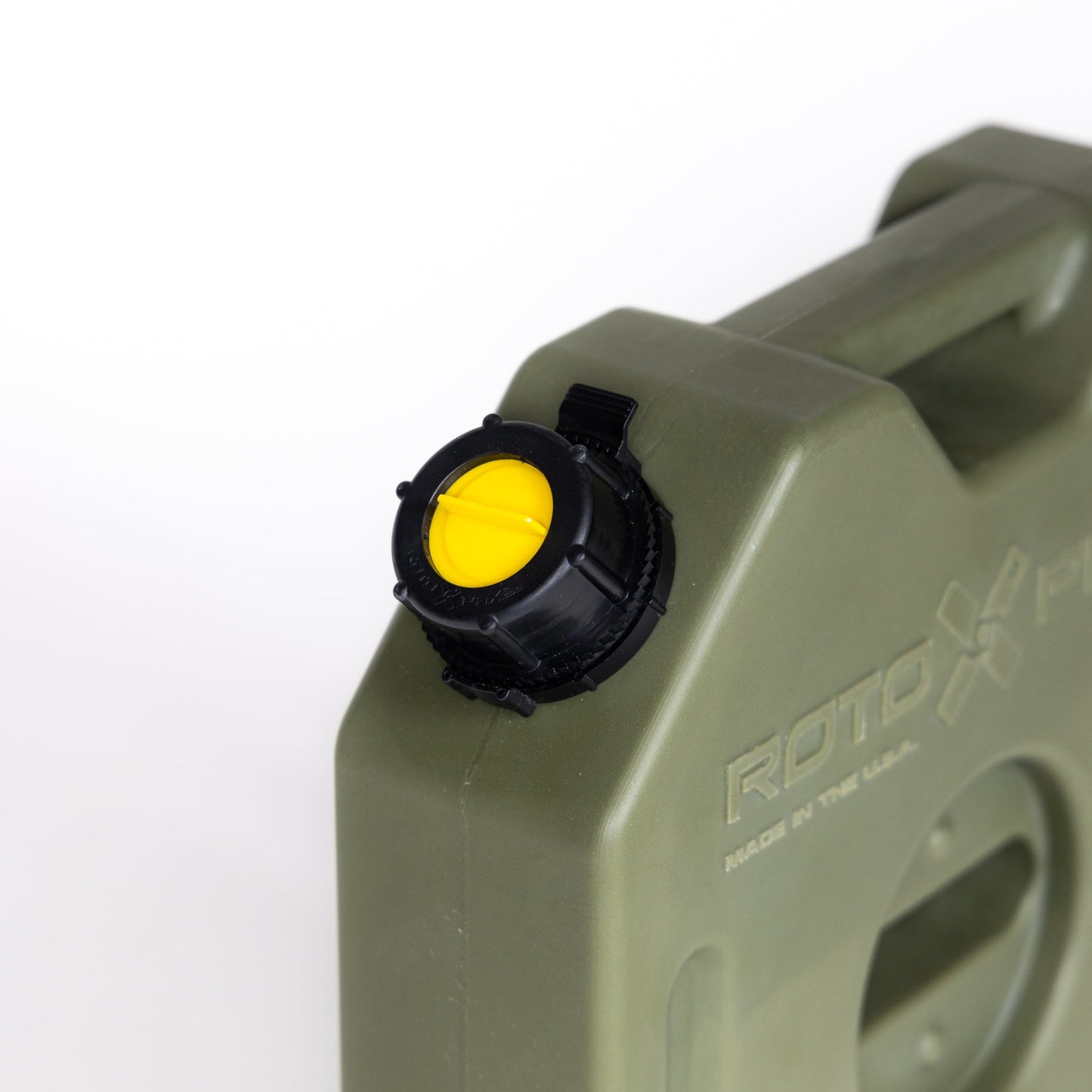 Close-up of the RotopaX 1.75 Gallon Water Green container's spout for easy pouring while camping.