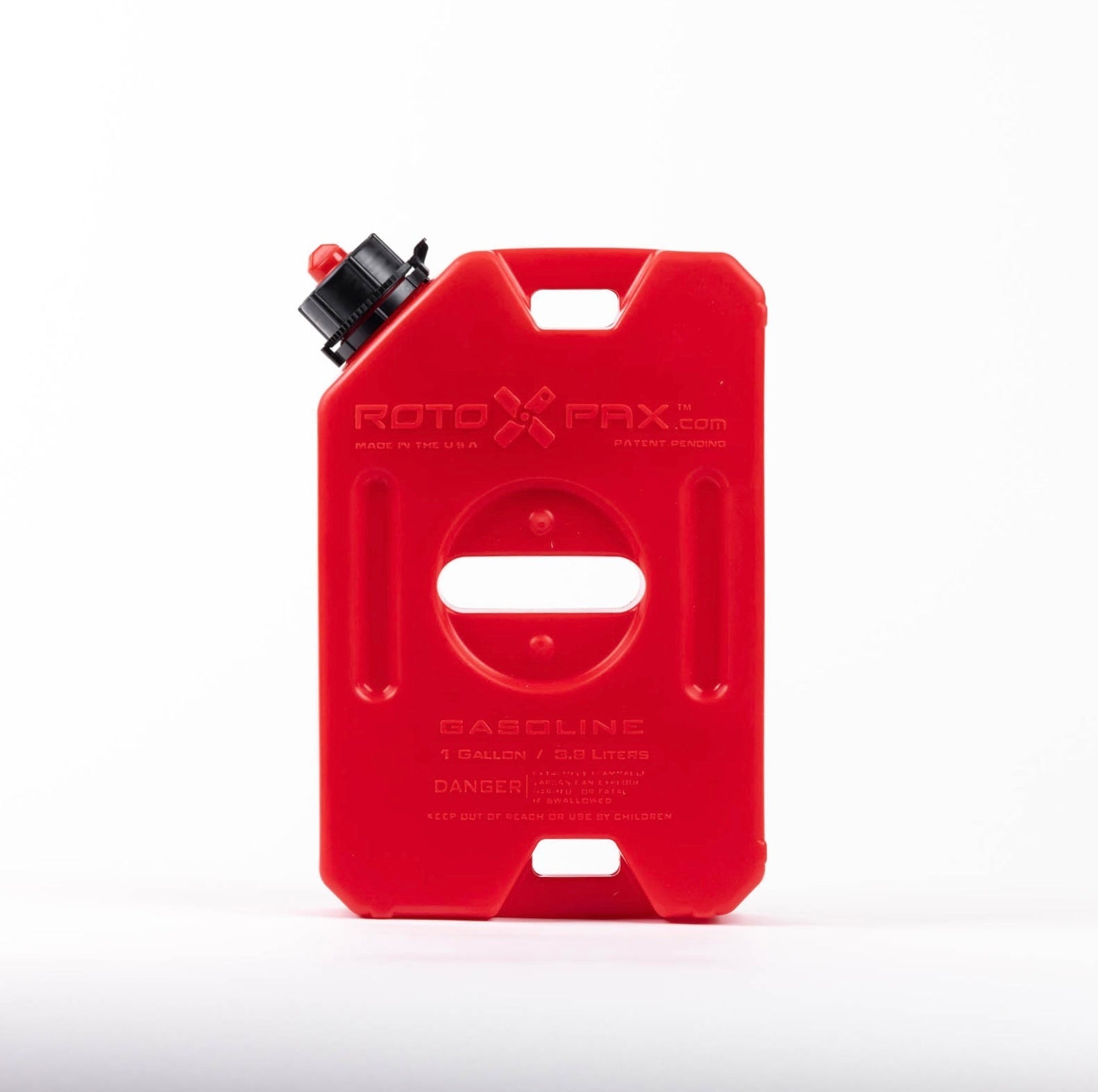 RotopaX 1 Gallon Gasoline Container showcasing its ergonomic handle design for easy pouring.