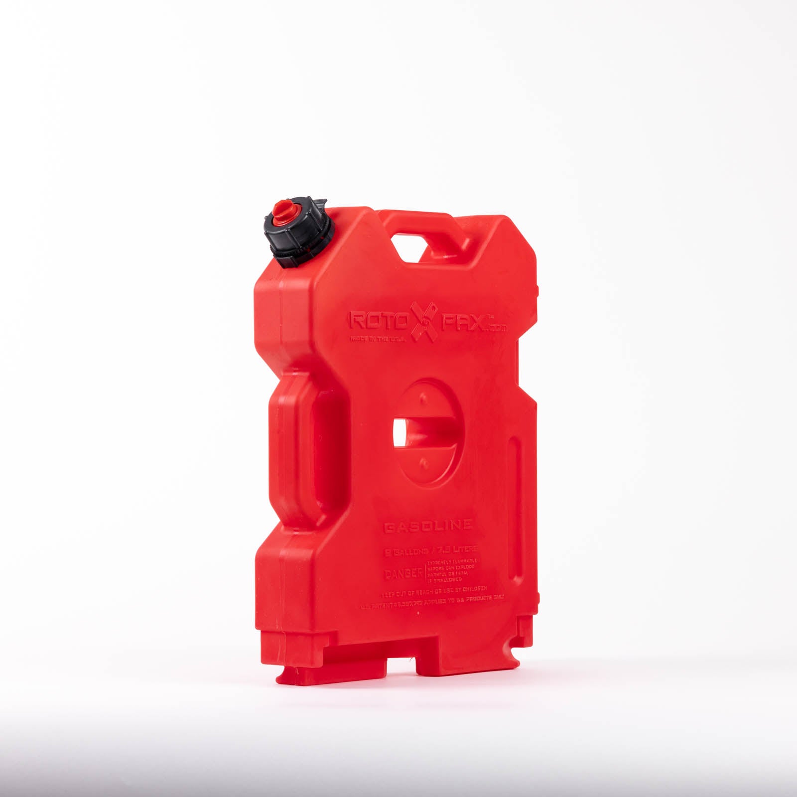 2 Gallon Gasoline container by RotopaX in a bright red color, designed for safe fuel storage.
