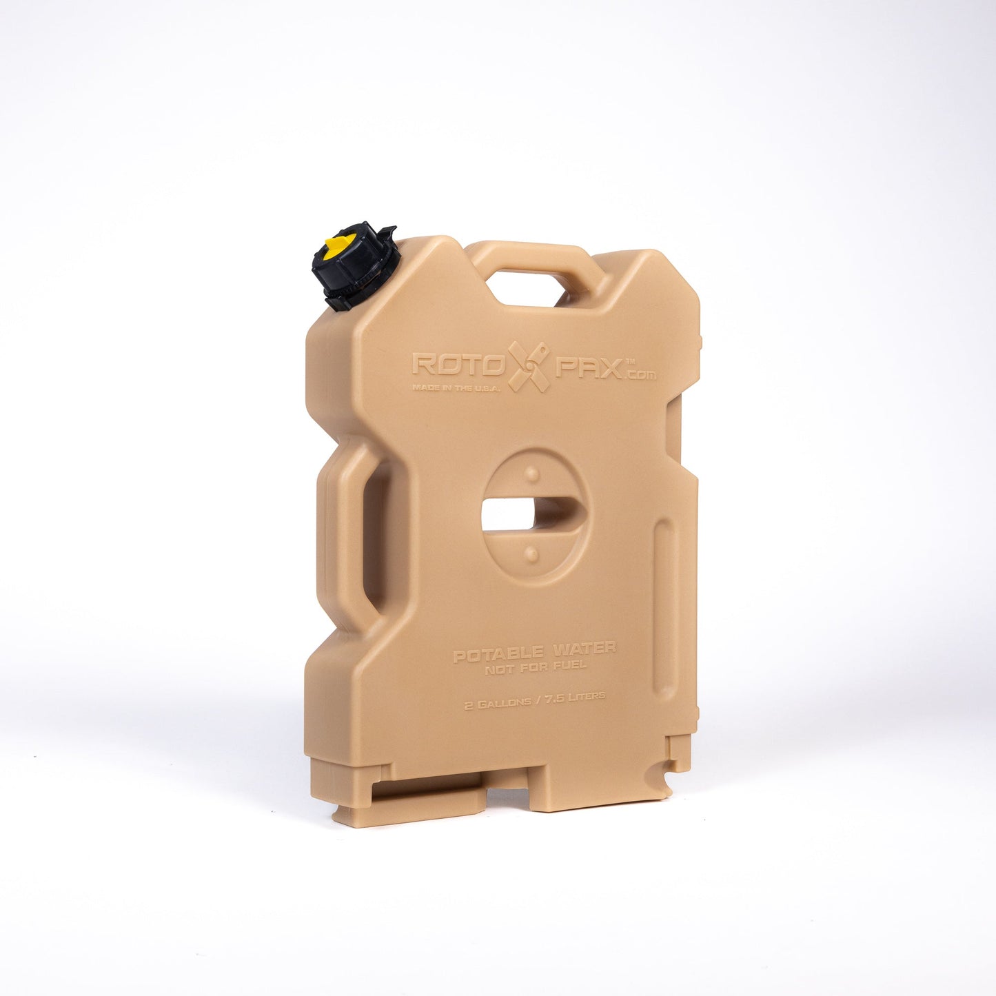 2 Gallon Water Tan container by RotopaX, designed for potable water storage with a sturdy handle and spout.