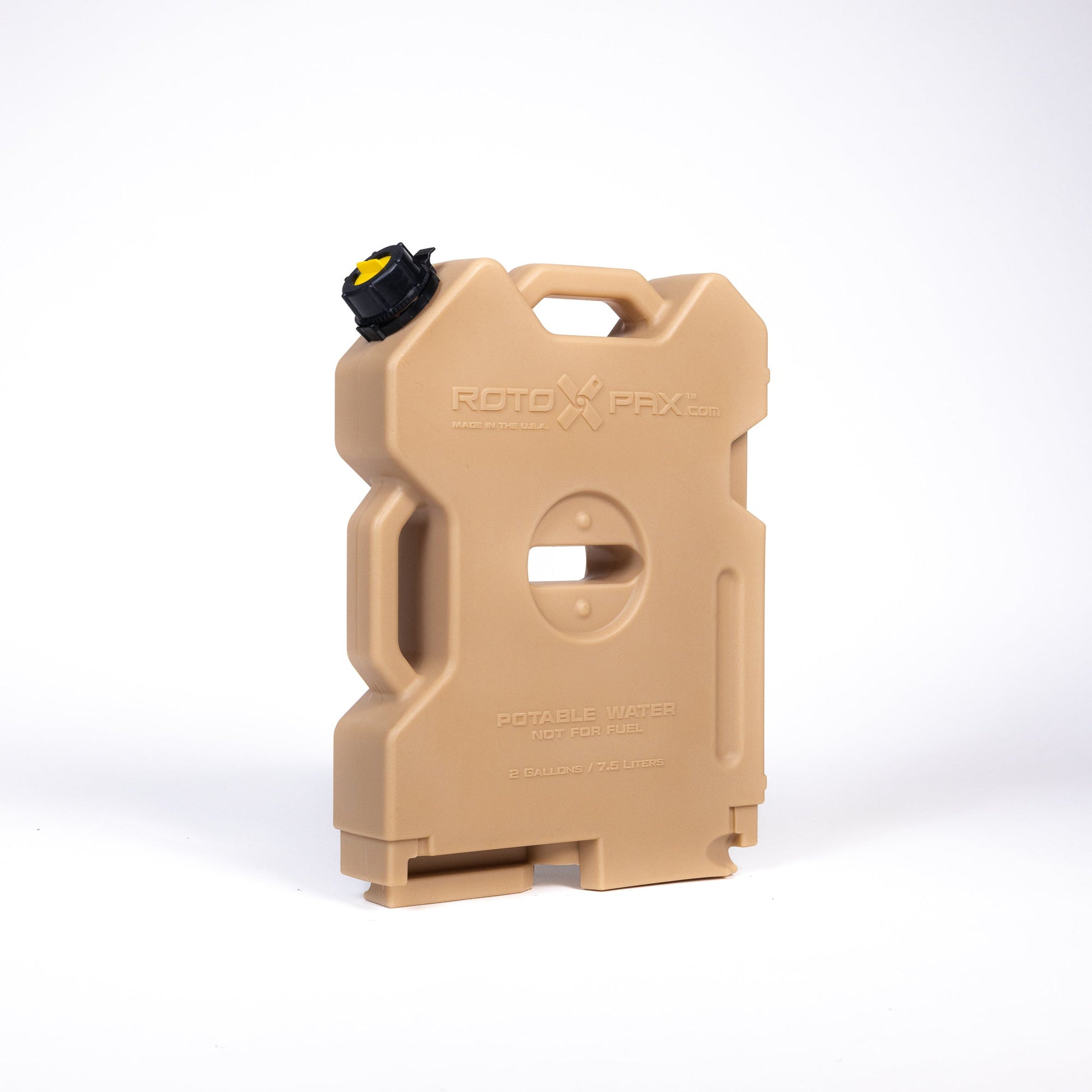 2 Gallon Water Tan container by RotopaX, designed for potable water storage with a sturdy handle and spout.