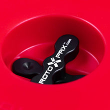 Load image into Gallery viewer, Close-up of the spout area on a RotopaX 3 Gallon Gasoline container, highlighting the secure mechanism and brand logo.