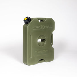 Side view of the 2 Gallon Water GEN 2 Green container by RotopaX, showcasing its compact design and BPA-free material.