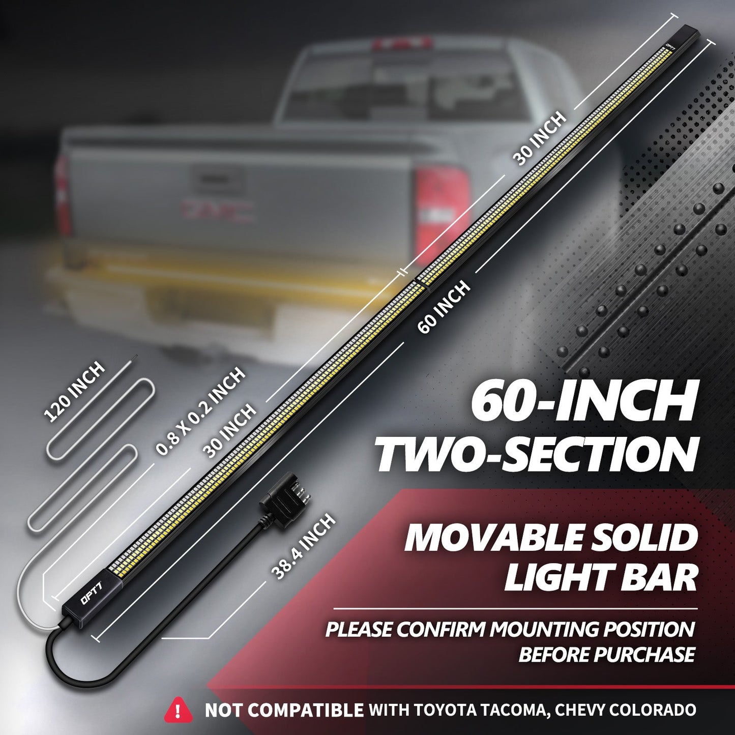 OPT7 Redline Parlux Triple Tailgate Light Bar 60" Bundle for Ford F150 15-18 Easy Connect Harness