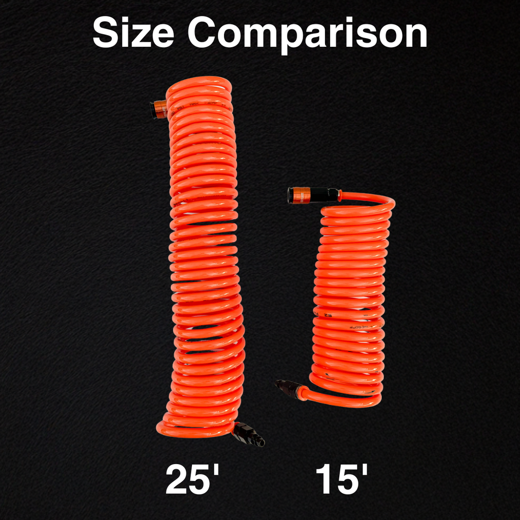 EZ FLATE 10' Recoil Extension in action, demonstrating its tangle-free design for easy use in various temperatures.