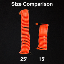 Load image into Gallery viewer, EZ FLATE 10' Recoil Extension in action, demonstrating its tangle-free design for easy use in various temperatures.