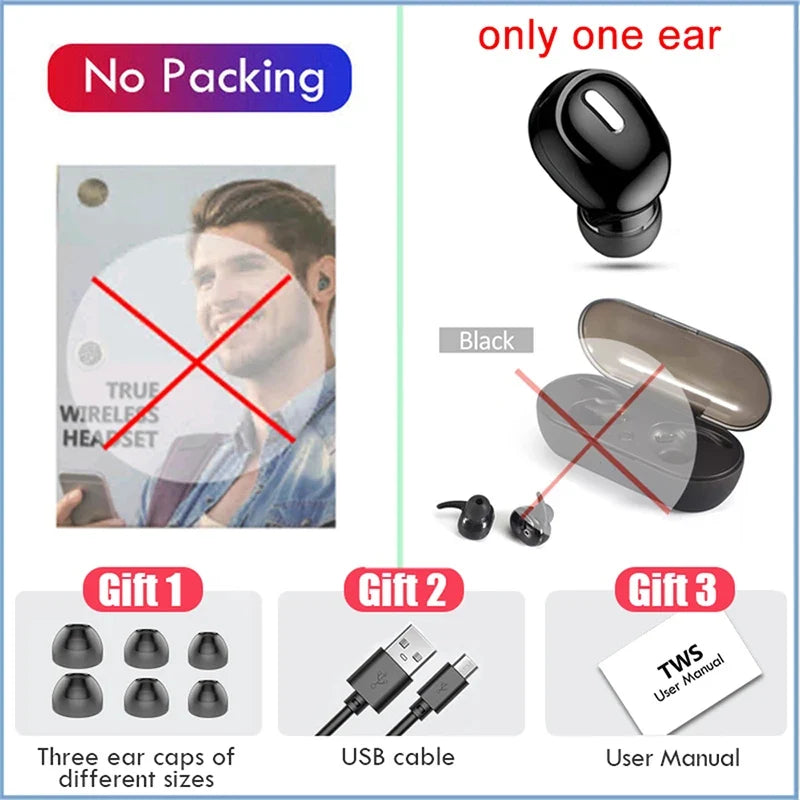 Single Ear Bluetooth Headset – Wireless Mono Earpiece with Mic, Bluetooth 5.0, Waterproof Sports Earphone for Hands-Free Calls