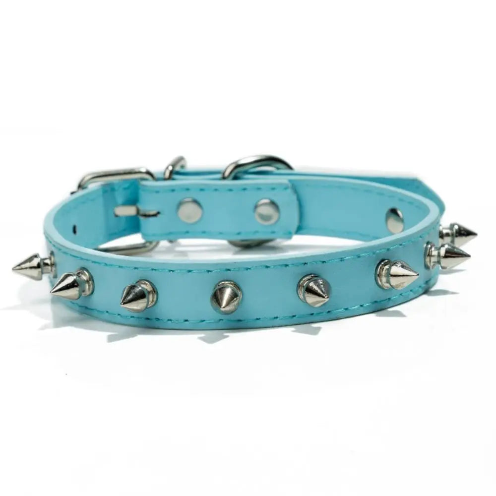 Spiked Dog Collar – PU Leather Studded Collar, Adjustable, Colorful for Dogs & Cats