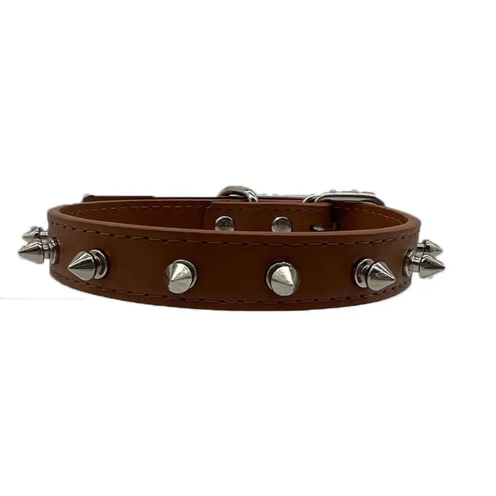 Spiked Dog Collar – PU Leather Studded Collar, Adjustable, Colorful for Dogs & Cats