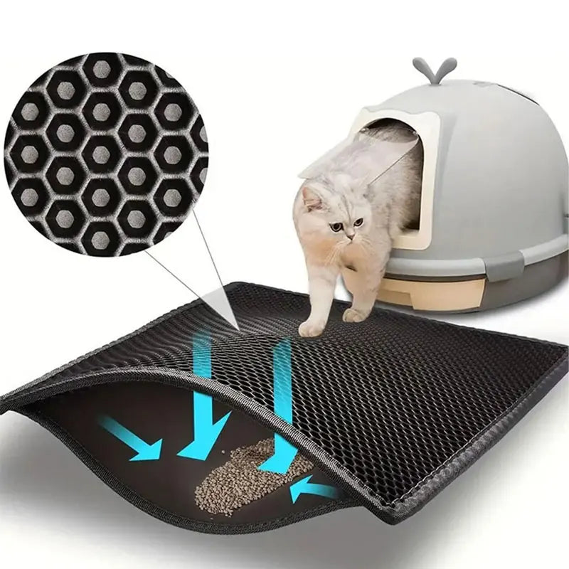Cat Litter Mat – Double Layer Waterproof Trapping Mat, Non-Slip, Easy to Clean