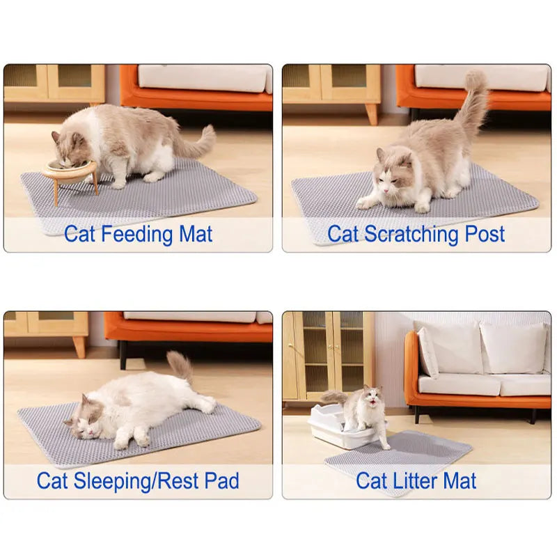 Cat Litter Mat – Double Layer Waterproof Trapping Mat, Non-Slip, Easy to Clean