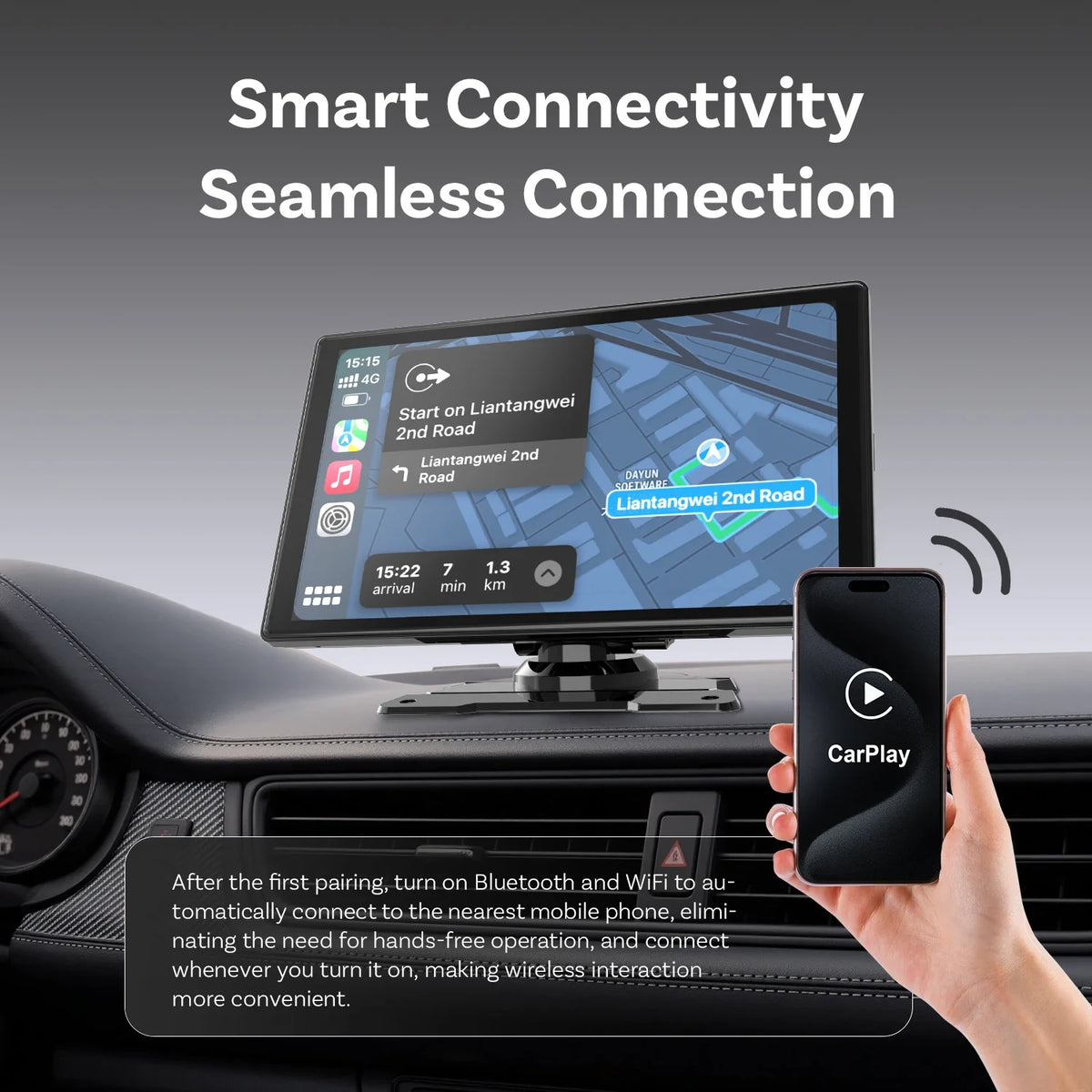 OTTOCAST CarPlay Screen 9.0" INCH 4K Car Touch Screen Wireless Carplay Android Auto Radio DVR GPS Video Built-in Youtube Netflix