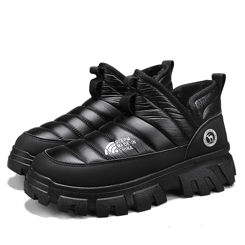 Winter Snow Boots, Men's Insulated Warm Cotton Boots, Anti-slip and Wear-resistant Hiking Shoes, Casual Outdoor Boots