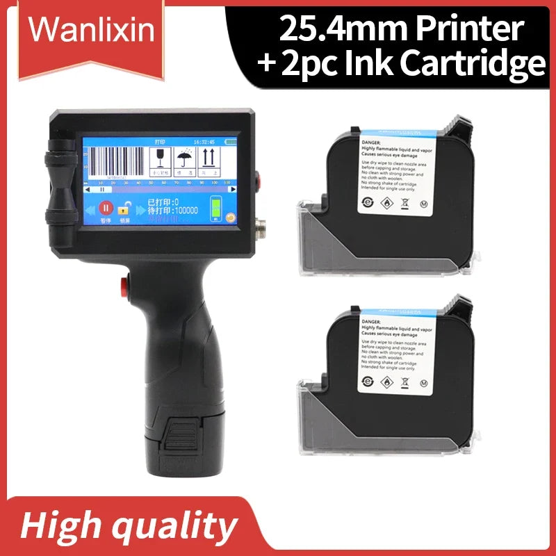 12.7mm 25.4mm Label Printer Handheld Inkjet Printer QR Bar Batch Code Date Number Logo Expiry Date Coding Machine Portable