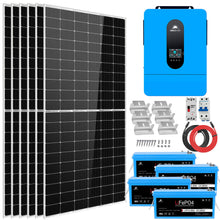 Load image into Gallery viewer, Complete off Grid Solar Kit 6500W 48V 120V/240V output 10.24KWH Lithium Battery 2700 Watt Solar Panel SGK-65PRO