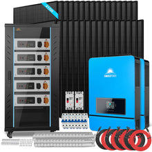 Load image into Gallery viewer, OFF GRID SOLAR KIT 16KW 48VDC 120V/240V LIFEPO4 25.6KWH LITHIUM BATTERY 32 X 415 WATTS SOLAR PANELS SGR-16K25E