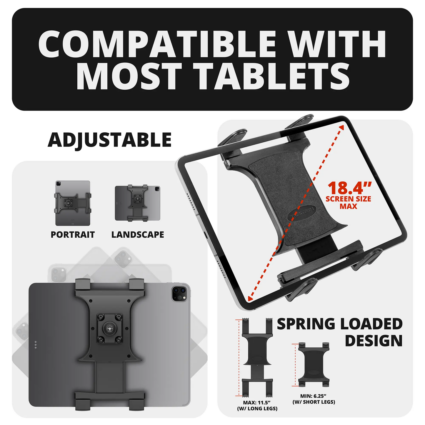 2021+ Ford F-150 (See Compatibility Info For Specific Year/Trim Fitment Details) Tackform Slim Track Dash Bracket With 20LITE Phone Holder & Tablet Mount