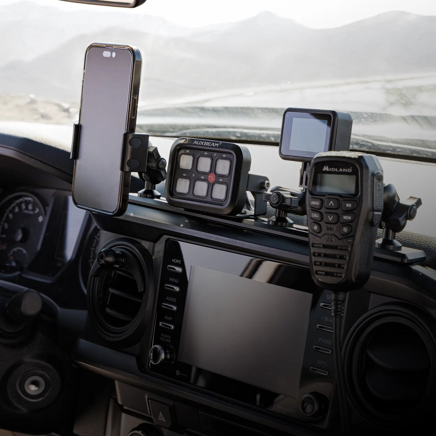 2016-2023 Toyota Tacoma Tackform Slim Track Dash Bracket With MagSafe Charging Phone Mount