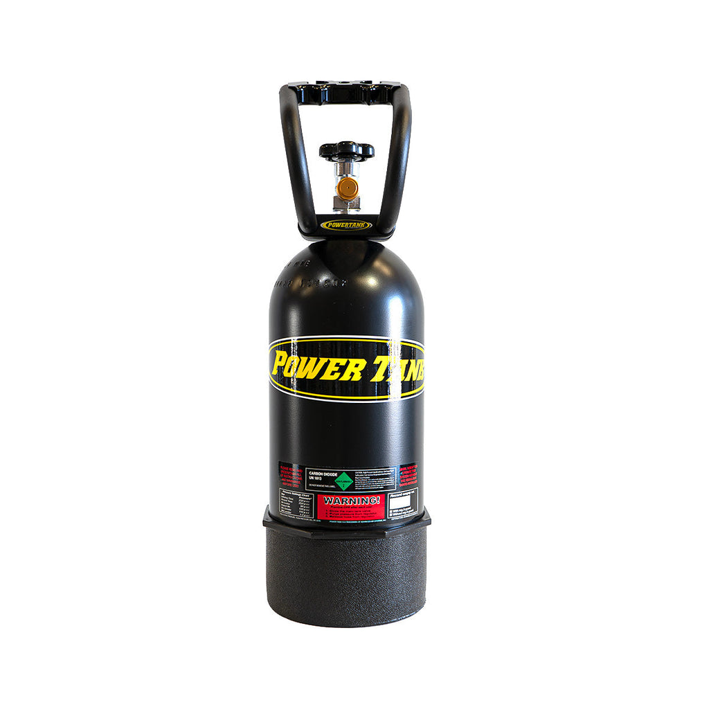 Durable powder-coated finish of the 10 lb CO2 Spare Bottle by Power Tank for rugged use.