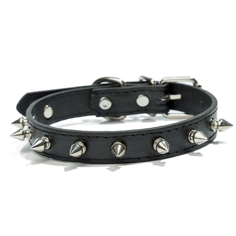 Spiked Dog Collar – PU Leather Studded Collar, Adjustable, Colorful for Dogs & Cats