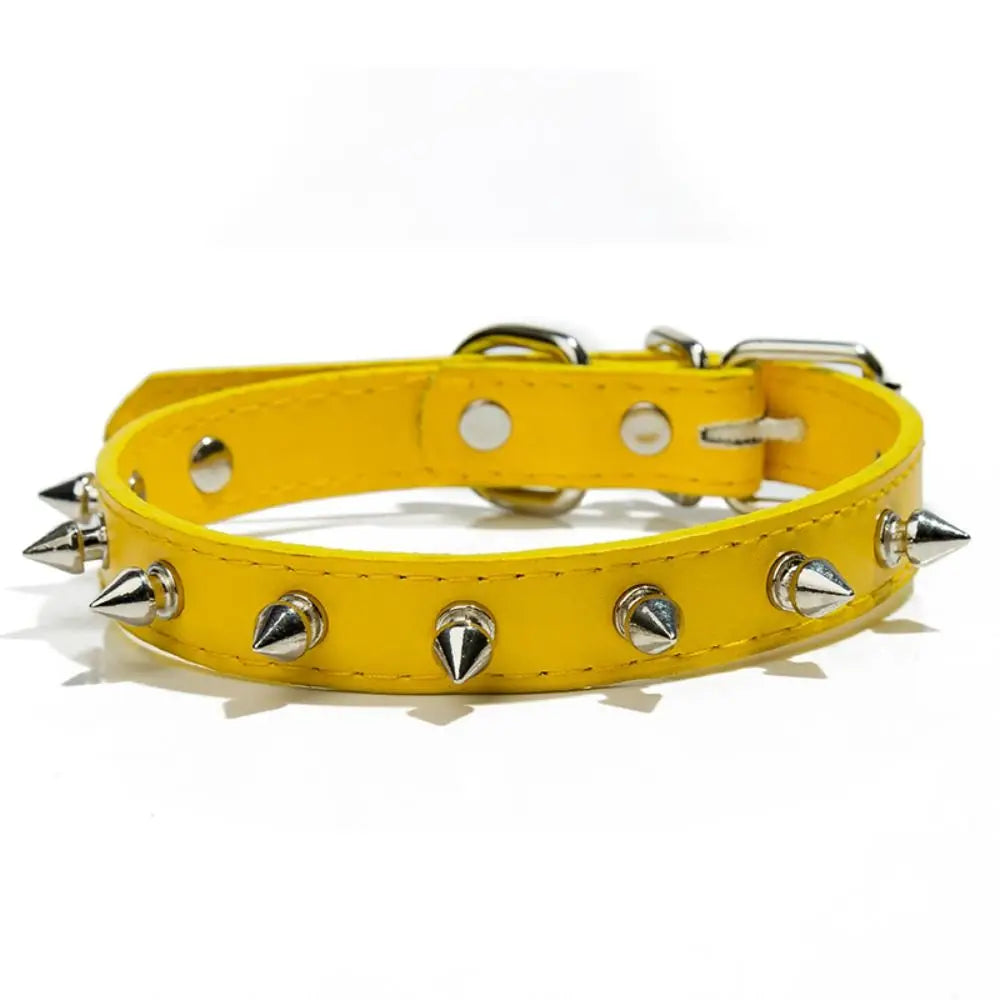 Spiked Dog Collar – PU Leather Studded Collar, Adjustable, Colorful for Dogs & Cats