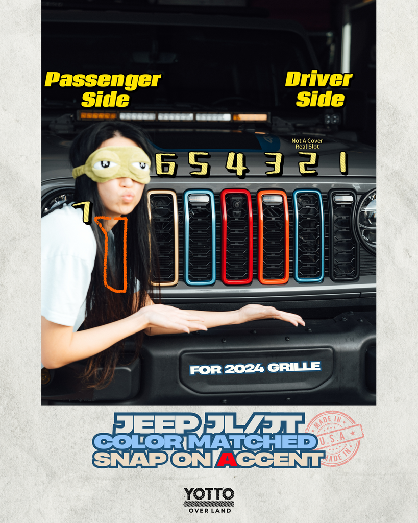 "Snap On" Accent Slot Cover for 24-25 Grille Wrangler JL JT Grille