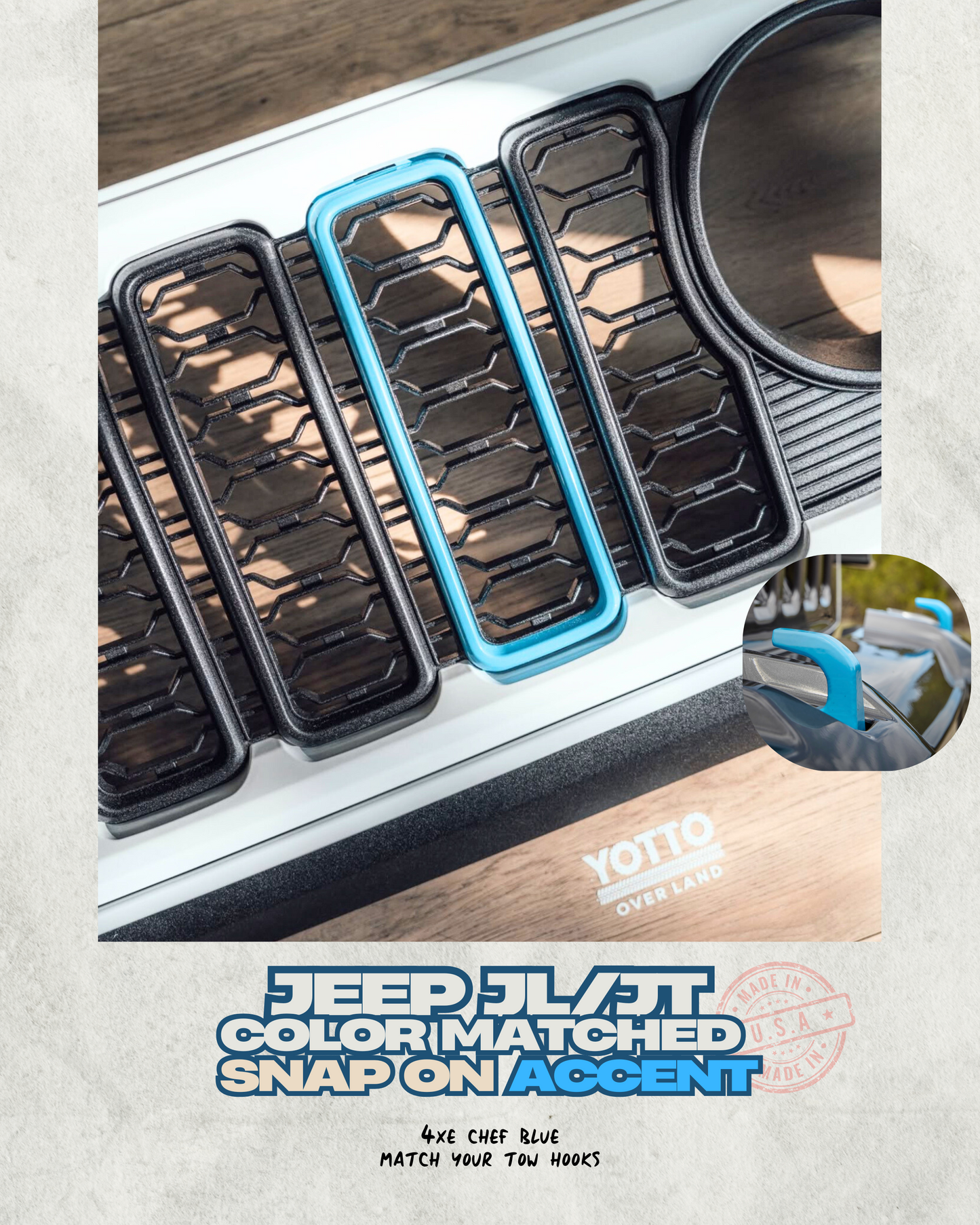 Painted "Snap On" Accent Cover fits *24-26 Updated Jeep JL JT Grille