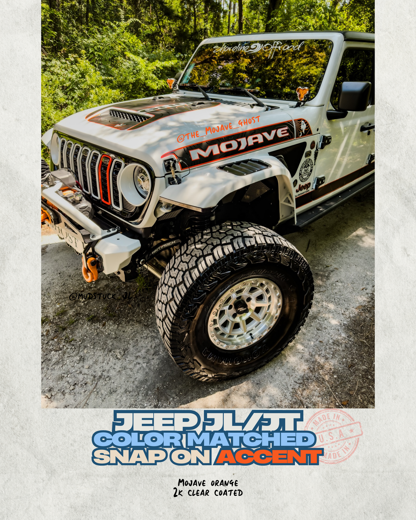 Painted "Snap On" Accent Cover fits *24-26 Updated Jeep JL JT Grille