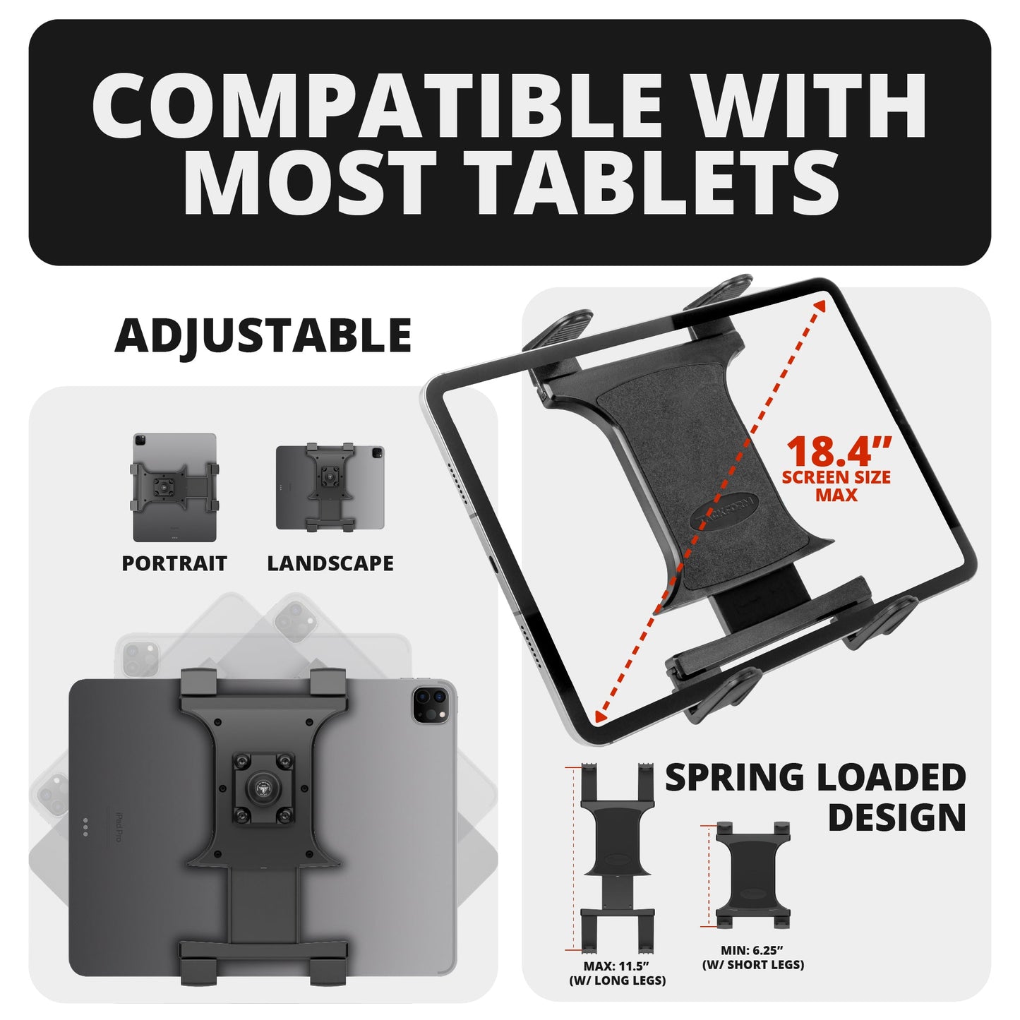 2021+ Ford F-150 (See Compatibility Info For Specific Year/Trim Fitment Details) Tackform Assault Track Picatinny Dash Bracket With Tablet Mount