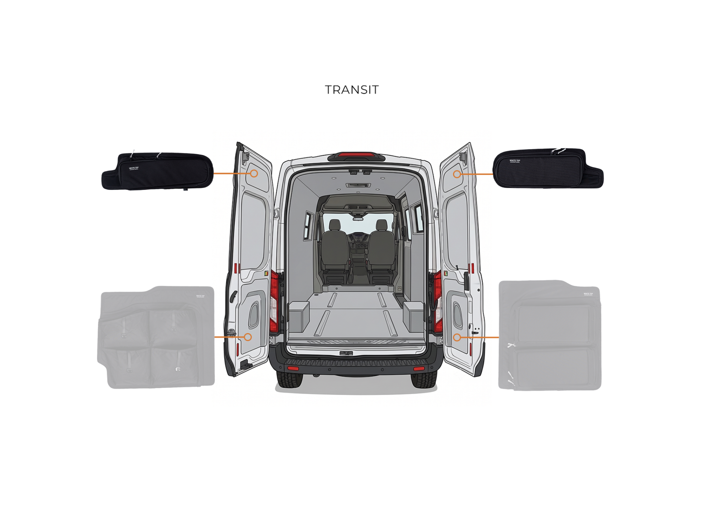Ford Transit Upper Rear Door Storage Panels (Pair)