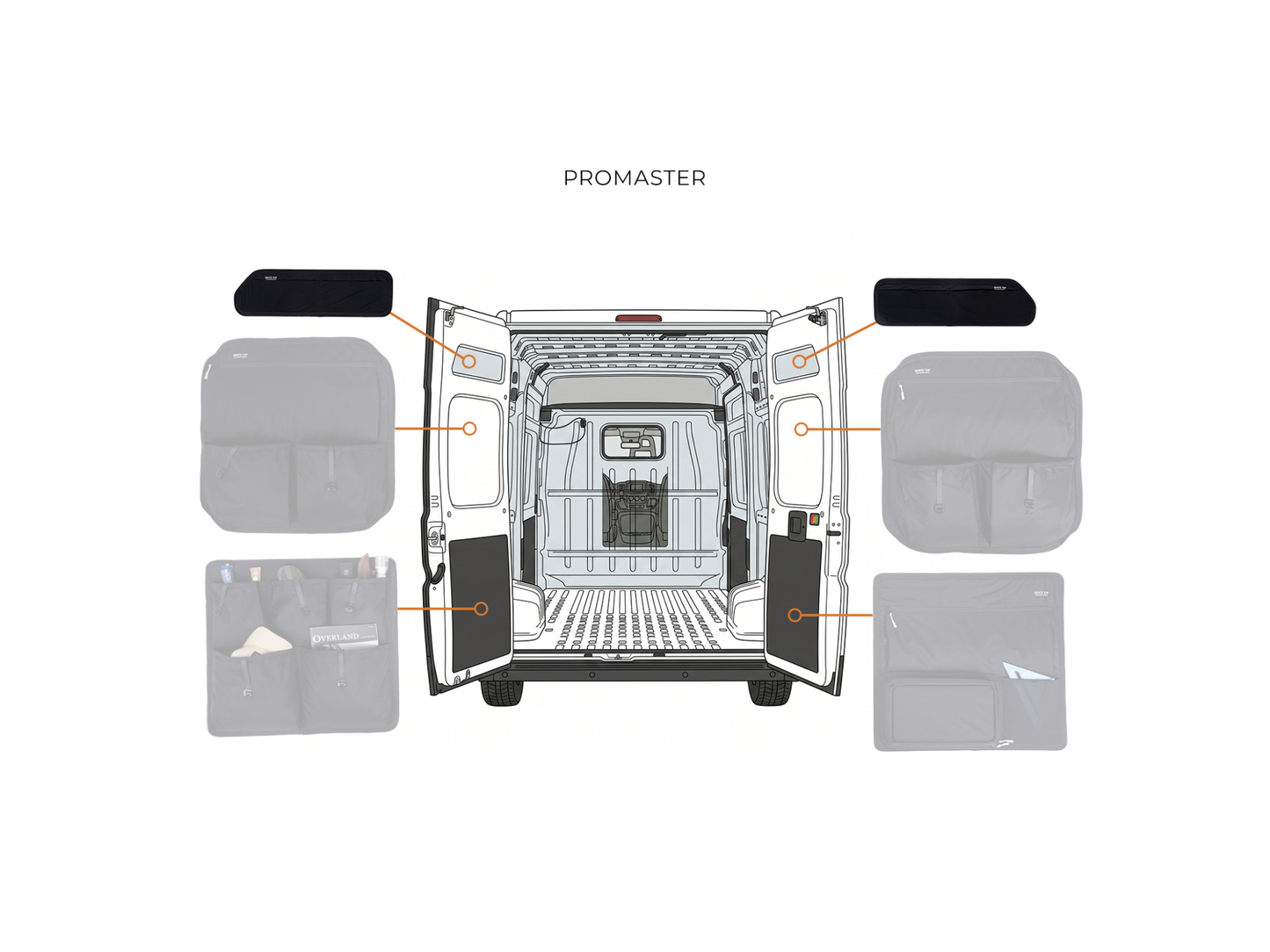 Ram Promaster Upper Rear Door Storage Panels (Pair)