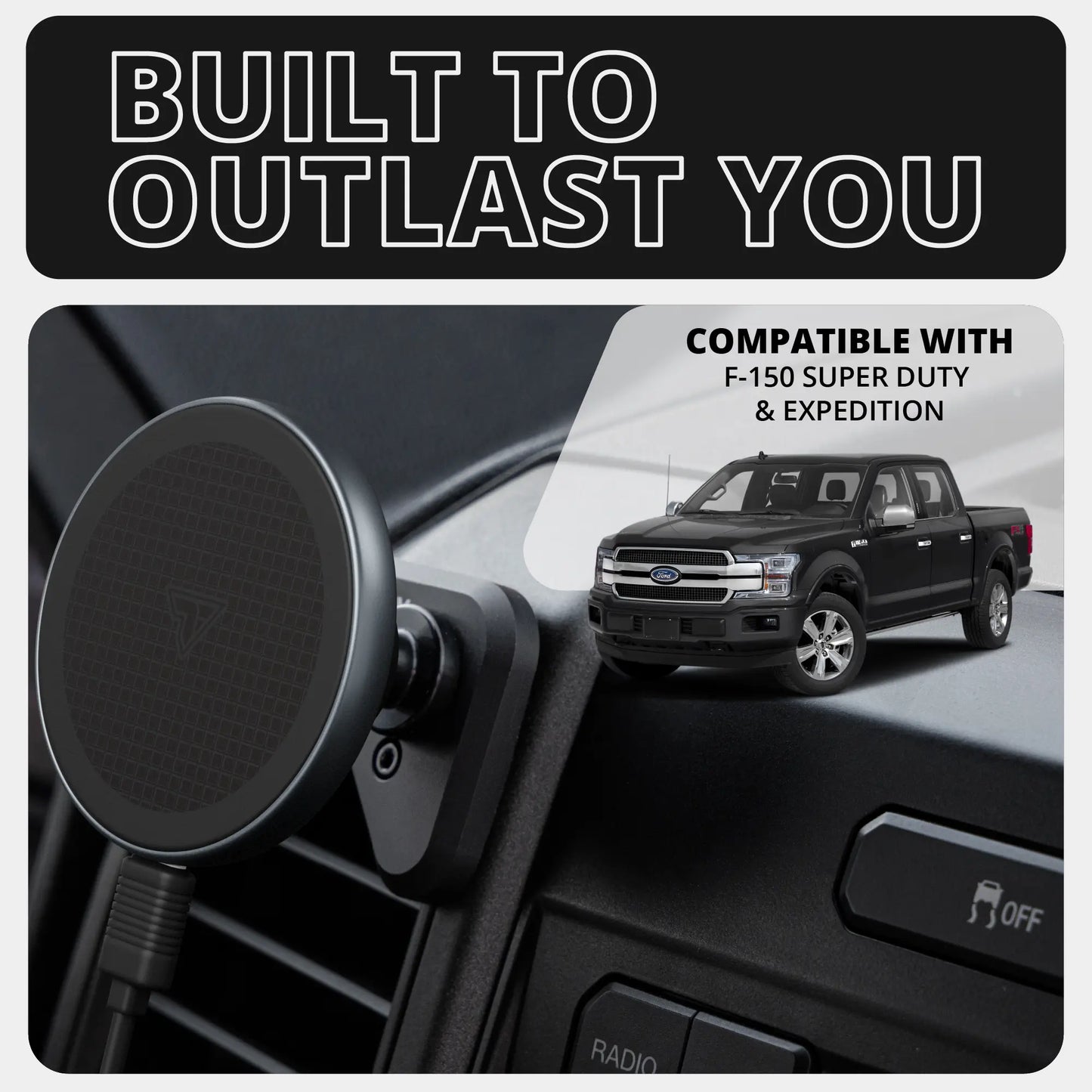 ‘15-‘20 Ford F-150, ‘17-‘22 Super Duty, ‘18-‘21 Expedition LINK™ Vent Mount Bracket With MagSafe Charging Phone Holder | Choose Your Arm Length | (See Compatibility Info For Year/Trim Details)