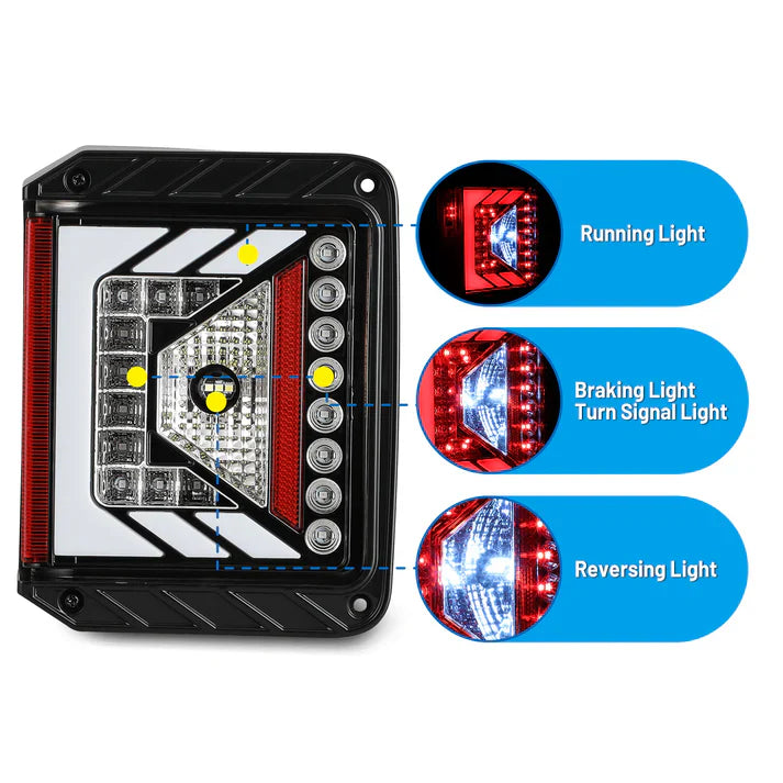 Winjet 2007-2018 Jeep Wrangler JK LED Tail Lights - Glossy Black / Clear