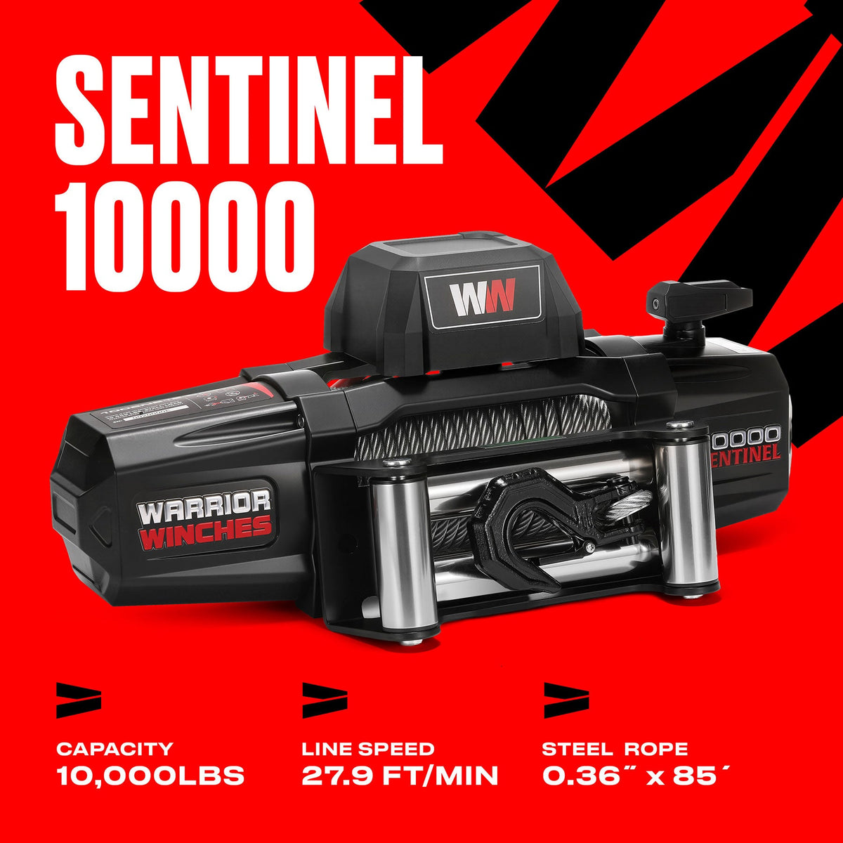 Sentinel 10,000lb Electric Winch - 12v Steel Rope
