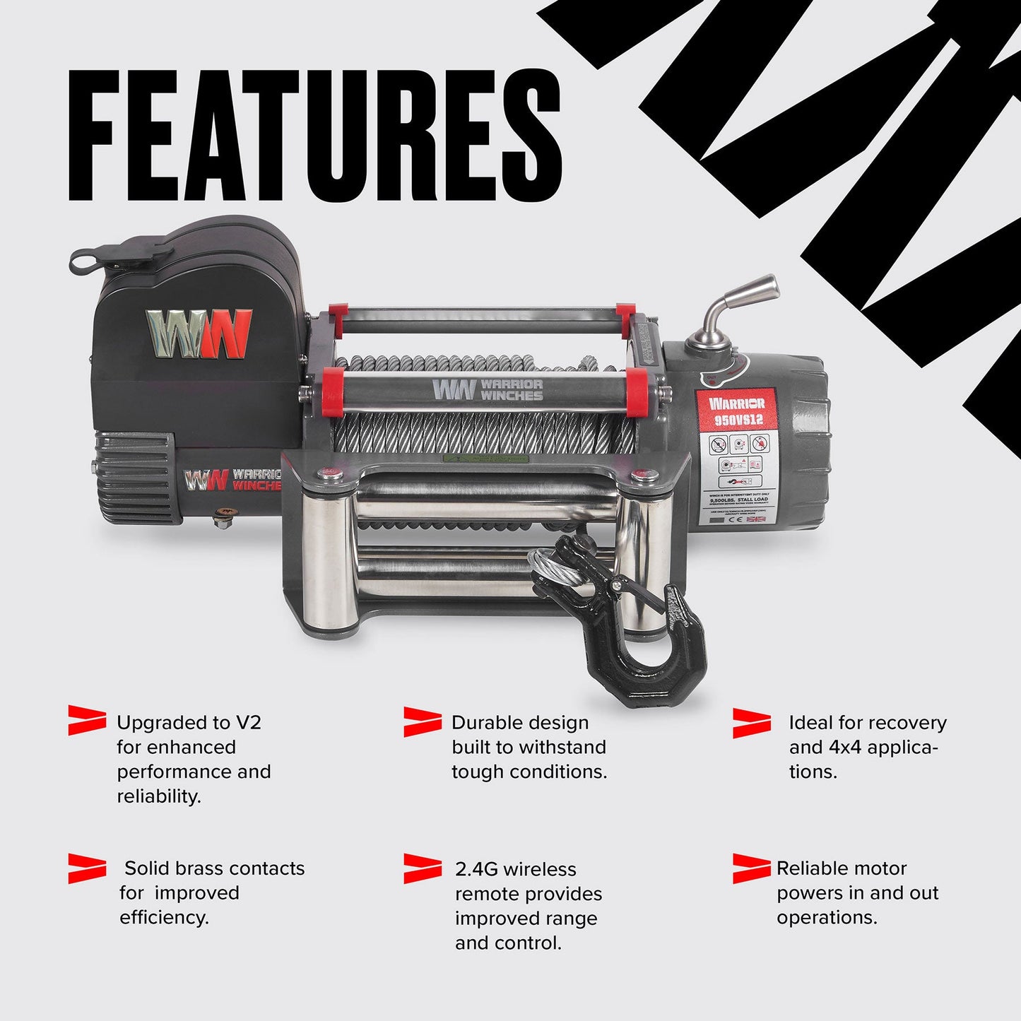 Samurai 10,000lb Electric Winch - 12v Steel Rope