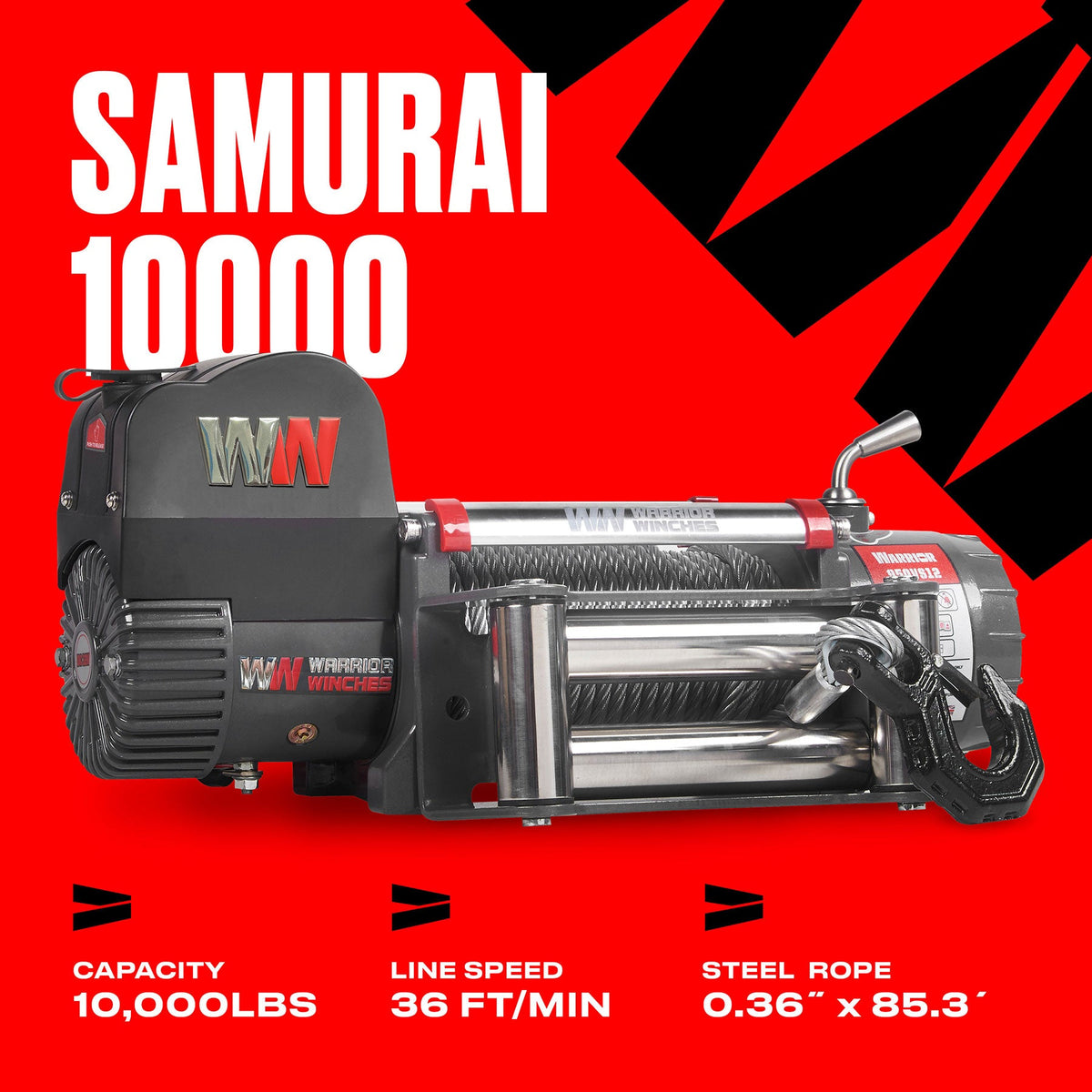 Samurai 10,000lb Electric Winch - 12v Steel Rope