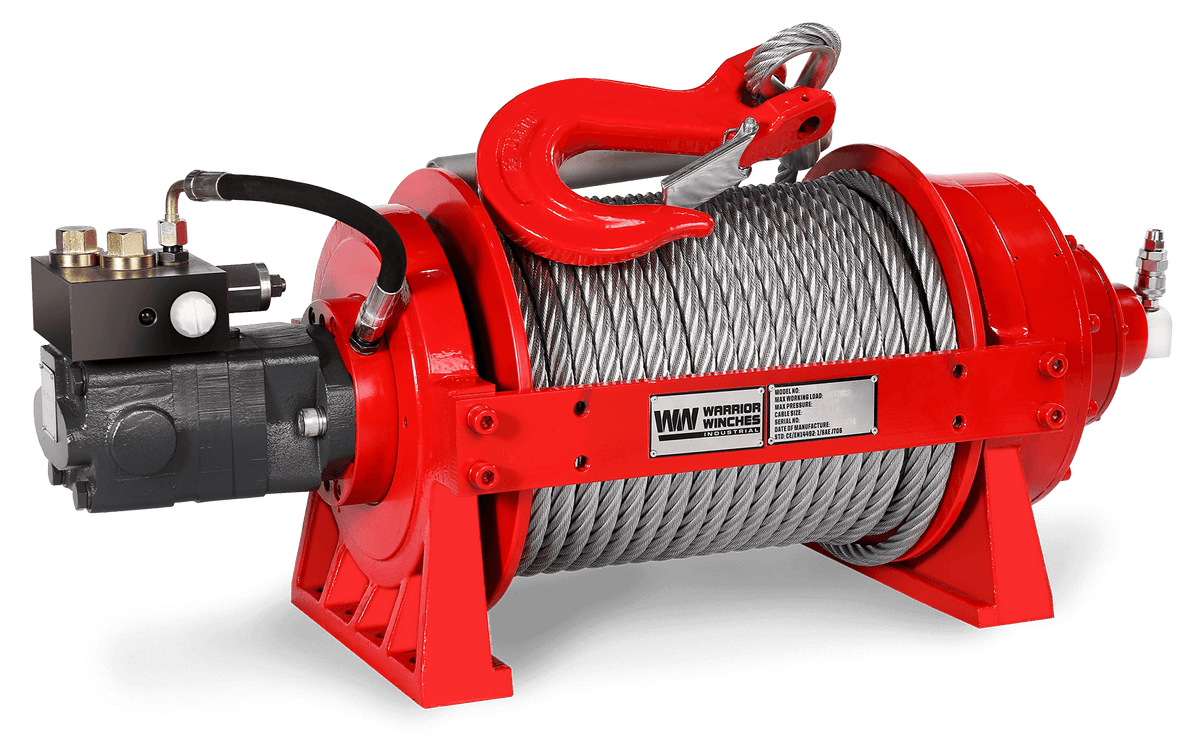 JR10 22,000lb (10 Ton) Industrial Hydraulic Winch - Steel Rope