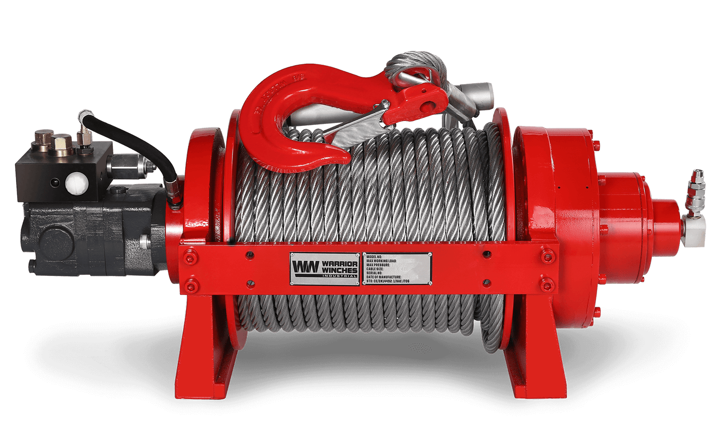 JR10 22,000lb (10 Ton) Industrial Hydraulic Winch - Steel Rope