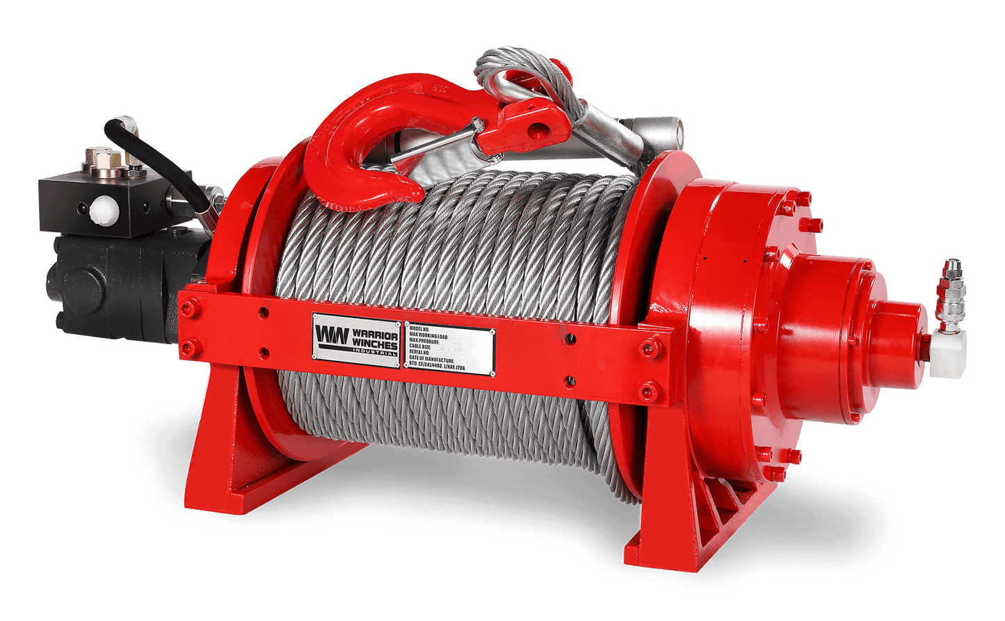 JR10 22,000lb (10 Ton) Industrial Hydraulic Winch - Steel Rope