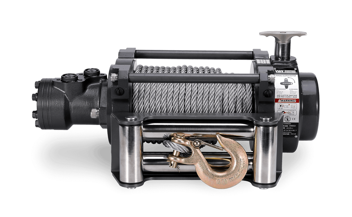 NH 10,000lb Industrial Hydraulic Winch - Steel Rope