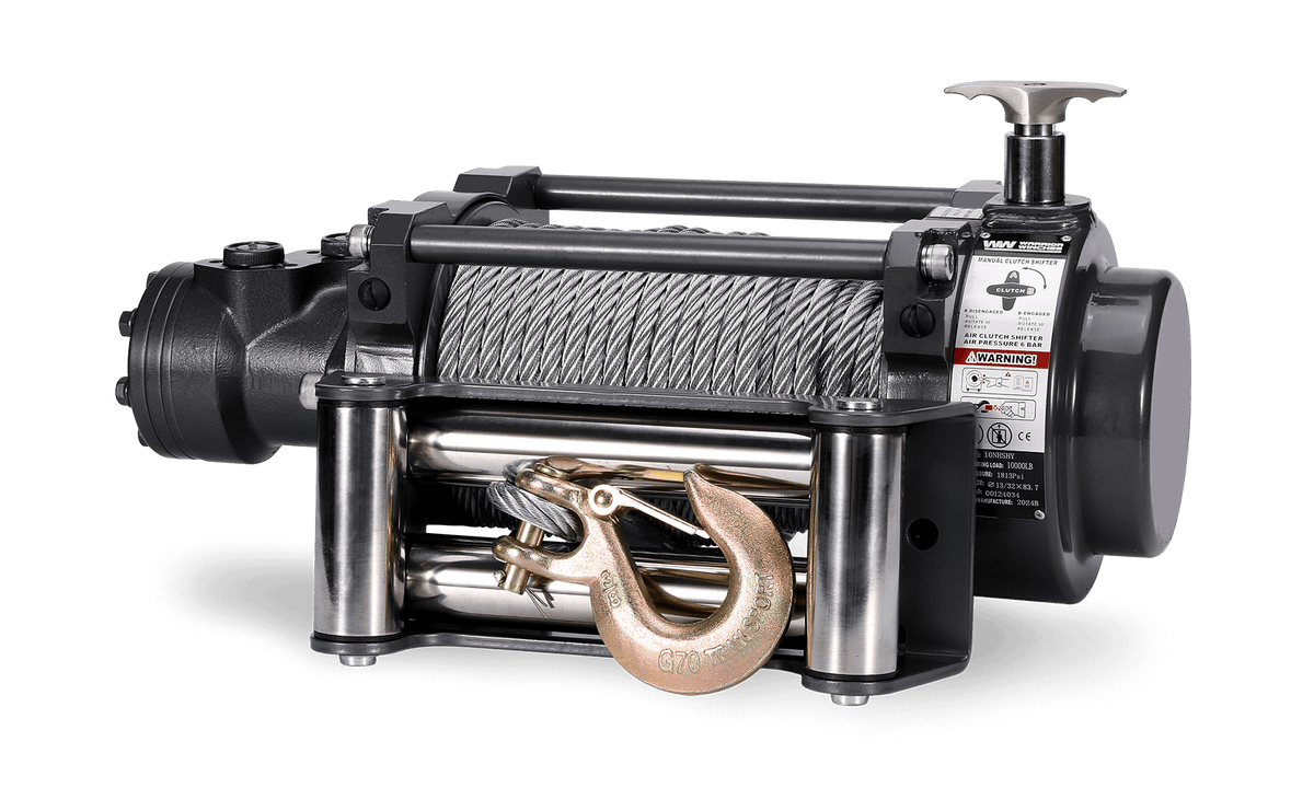 NH 10,000lb Industrial Hydraulic Winch - Steel Rope
