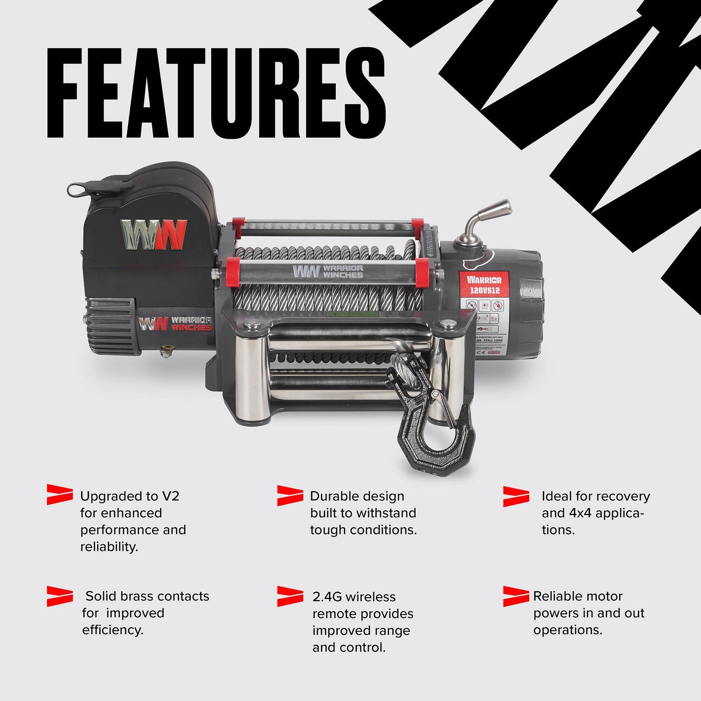 Samurai 12,500lb Electric Winch - 12v Steel Rope